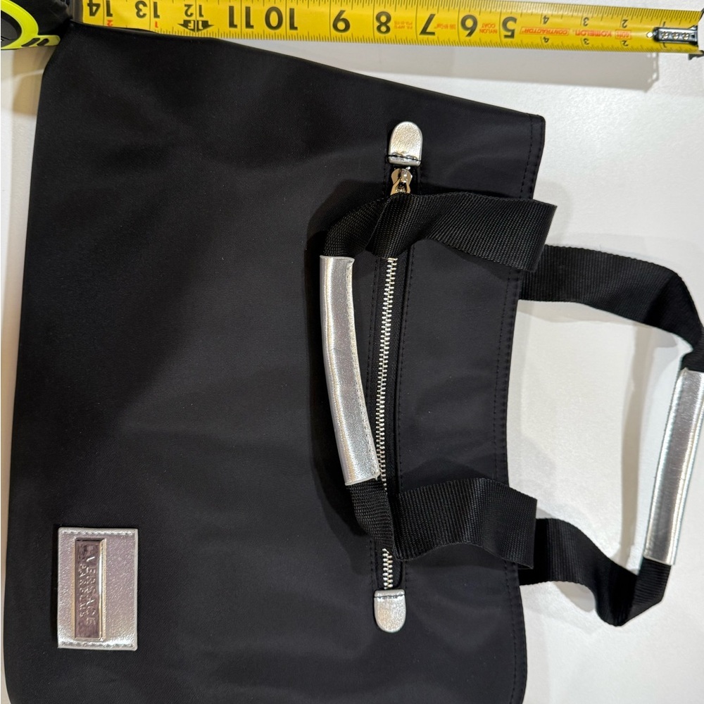 Versace Black Nylon Tote Bag | Silver Hardware Logo NWT - Picture 9 of 10